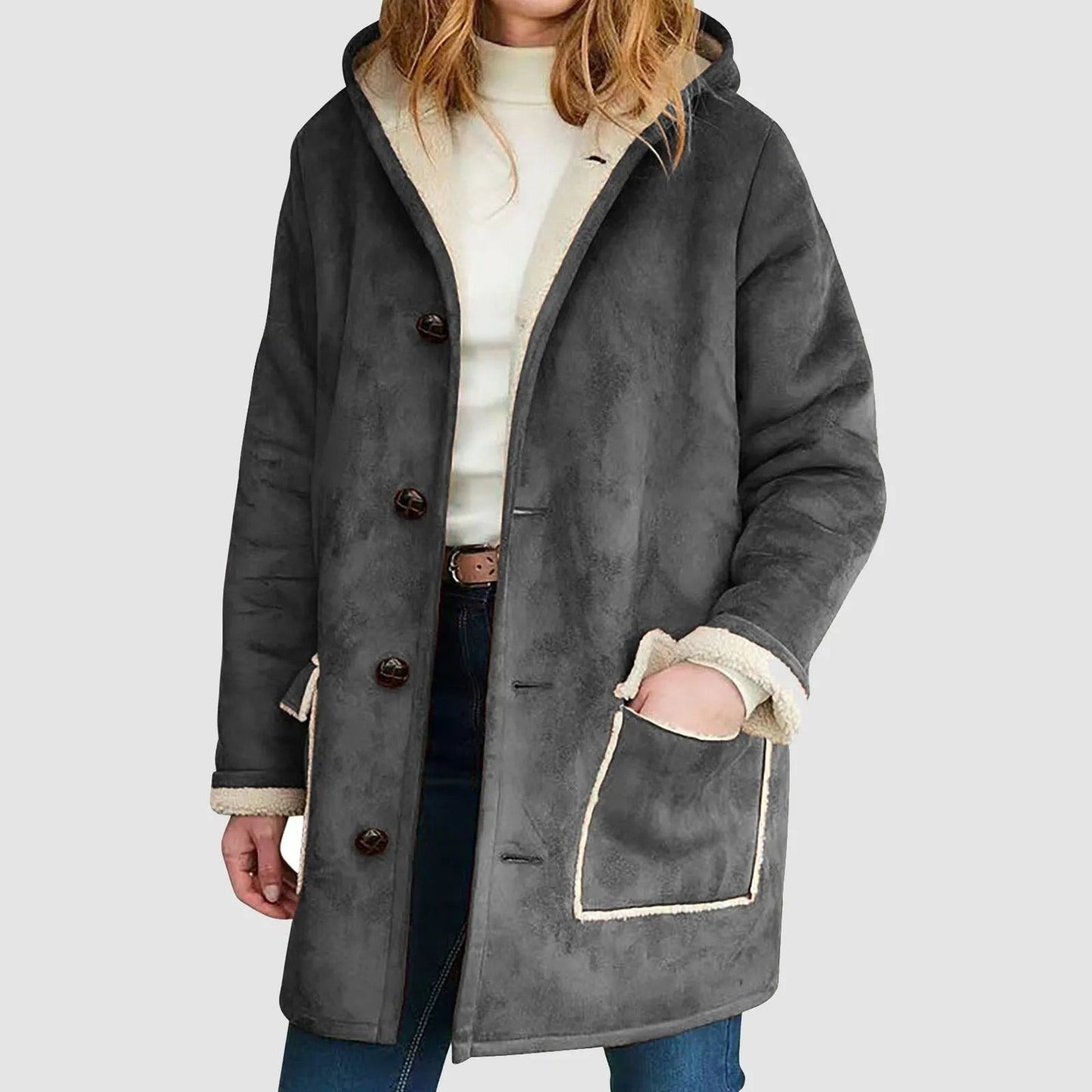 Maija™ | Talvilämmin fleece-takki hupulla